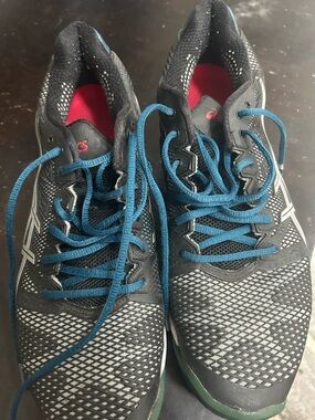 ASICS Black and Blue Mesh Running Sneakers